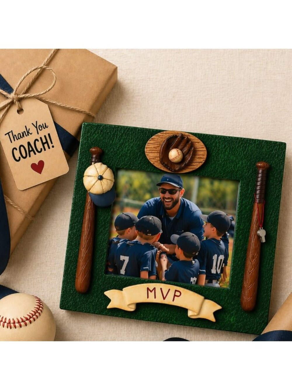 Vintage Russ Baseball Picture Frame MVP 3D Sports Coach Gift Little League Team